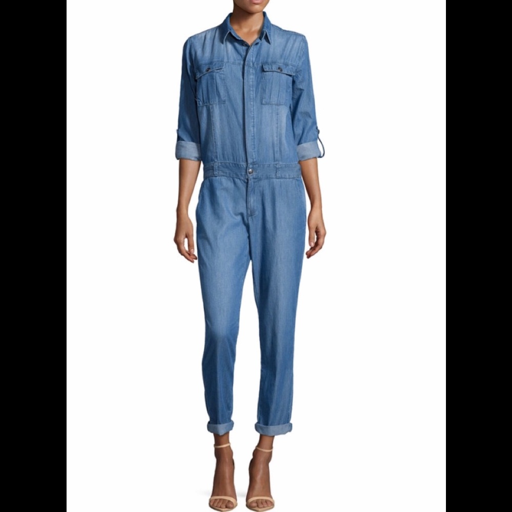 Trucker Faded Denim Jumpsuit
